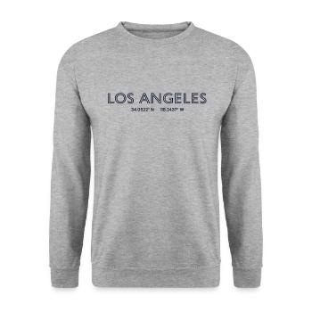 USA City Coordinates - Los Angeles - Unisex Sweatshirt - salt & pepper - Front - Alina (178cm) & Michal (187cm)
