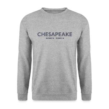 Coordonnées de la ville des États-Unis - Chesapeake - Sweat-shirt Unisexe - gris chiné - Devant - Alina (178cm) & Michal (187cm)