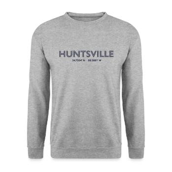 USA City Coordinates - Huntsville - Unisex Sweatshirt - salt & pepper - Front - Alina (178cm) & Michal (187cm)