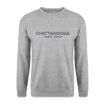 USA City Coordinates - Chattanooga - Unisex Sweatshirt - salt & pepper - Front - Alina (178cm) & Michal (187cm)