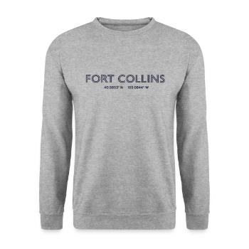 USA City Coordinates - Fort Collins - Unisex Sweatshirt - salt & pepper - Front - Alina (178cm) & Michal (187cm)