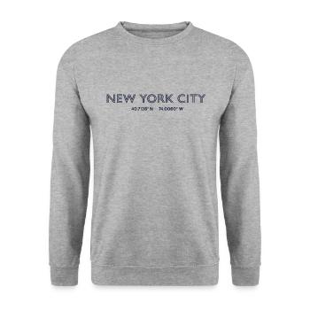 USA City Coordinates - New York City - Unisex Sweatshirt - salt & pepper - Front - Alina (178cm) & Michal (187cm)