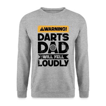 Warnschrei - Darts Dad - Unisex Pullover - Weißgrau meliert - Vorne - Alina (178cm) & Michal (187cm)