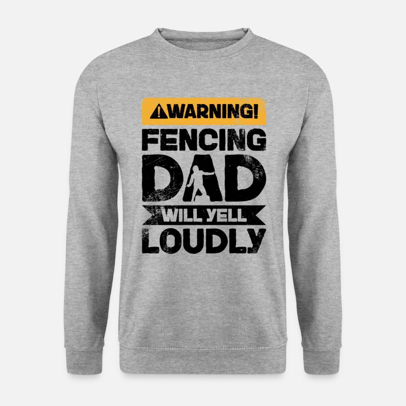 Warnschrei - Fechten Papa - Unisex Pullover - Weißgrau meliert