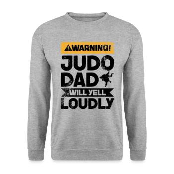 Warnschrei - Judo Papa - Unisex Pullover - Weißgrau meliert - Vorne - Alina (178cm) & Michal (187cm)