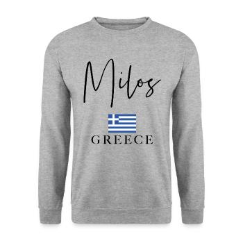 Vacances avec drapeau grec - Île de Milos - Sweat-shirt Unisexe - gris chiné - Devant - Alina (178cm) & Michal (187cm)