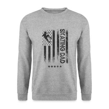 Drapeau des États-Unis - Papa patineur sur glace - Sweat-shirt Unisexe - gris chiné - Devant - Alina (178cm) & Michal (187cm)