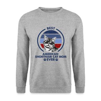 Maman chat - American Shorthair Katze - Sweat-shirt Unisexe - gris chiné - Devant - Alina (178cm) & Michal (187cm)