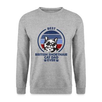 Cat Dad - British Shorthair Katze - Sweat-shirt Unisexe - gris chiné - Devant - Alina (178cm) & Michal (187cm)