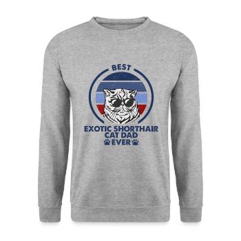 Cat Dad - Chat exotique à poil court - Sweat-shirt Unisexe - gris chiné - Devant - Alina (178cm) & Michal (187cm)