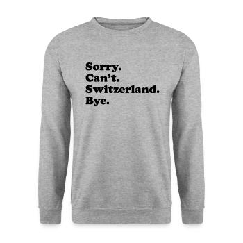 Sorry Can't Bye - Schweiz - Unisex Pullover - Weißgrau meliert - Vorne - Alina (178cm) & Michal (187cm)