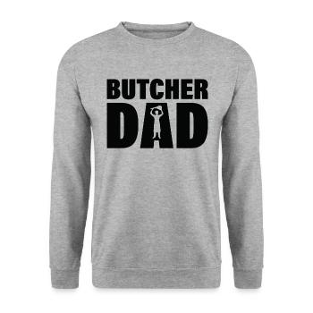 Job - Butcher's father - Unisex Sweatshirt - salt & pepper - Front - Alina (178cm) & Michal (187cm)