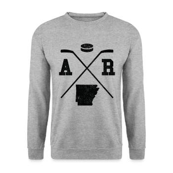 AR USA - Eishockeyspieler Arkansas - Unisex Pullover - Weißgrau meliert - Vorne - Alina (178cm) & Michal (187cm)