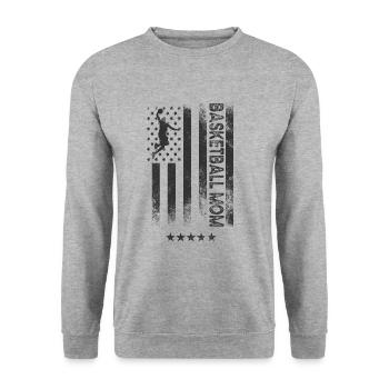 USA Flagge - Basketball Mutter - Unisex Pullover - Weißgrau meliert - Vorne - Alina (178cm) & Michal (187cm)