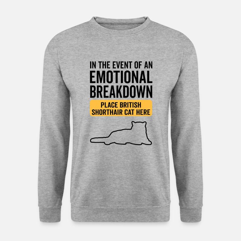 Emotional - Britisch Kurzhaarkatze - Unisex Pullover - Weißgrau meliert