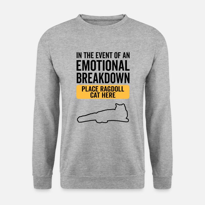 Emotional - Ragdoll Katze - Unisex Pullover - Weißgrau meliert