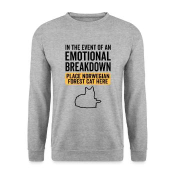 Emotional - Norwegische Waldkatze - Unisex Pullover - Weißgrau meliert - Vorne - Alina (178cm) & Michal (187cm)