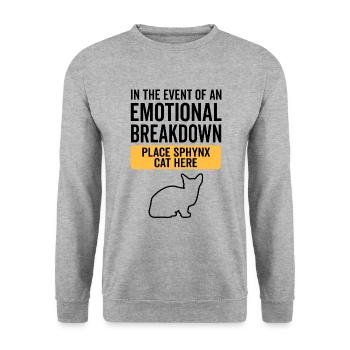 Emotional - Sphynx Katze - Unisex Pullover - Weißgrau meliert - Vorne - Alina (178cm) & Michal (187cm)