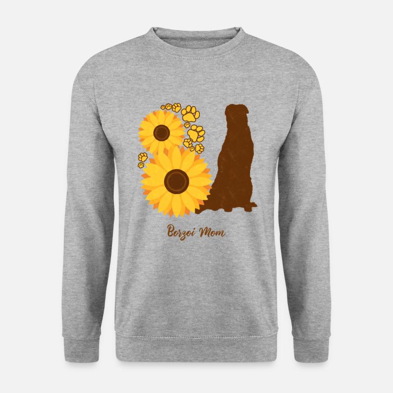 Sonnenblumenmutter - Barsoi - Unisex Pullover - Weißgrau meliert