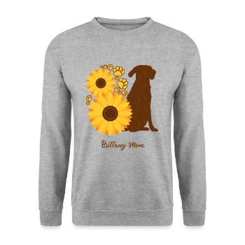 Sonnenblumenmutter - Bretagne - Unisex Pullover - Weißgrau meliert - Vorne - Alina (178cm) & Michal (187cm)