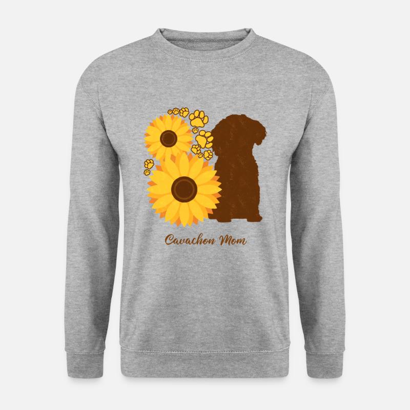 Sonnenblumenmutter - Cavachon - Unisex Pullover - Weißgrau meliert