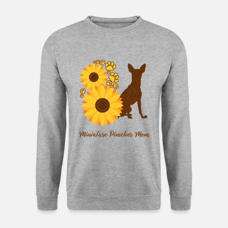 Sonnenblumen-Mutter - Zwergpinscher - Unisex Pullover - Weißgrau meliert