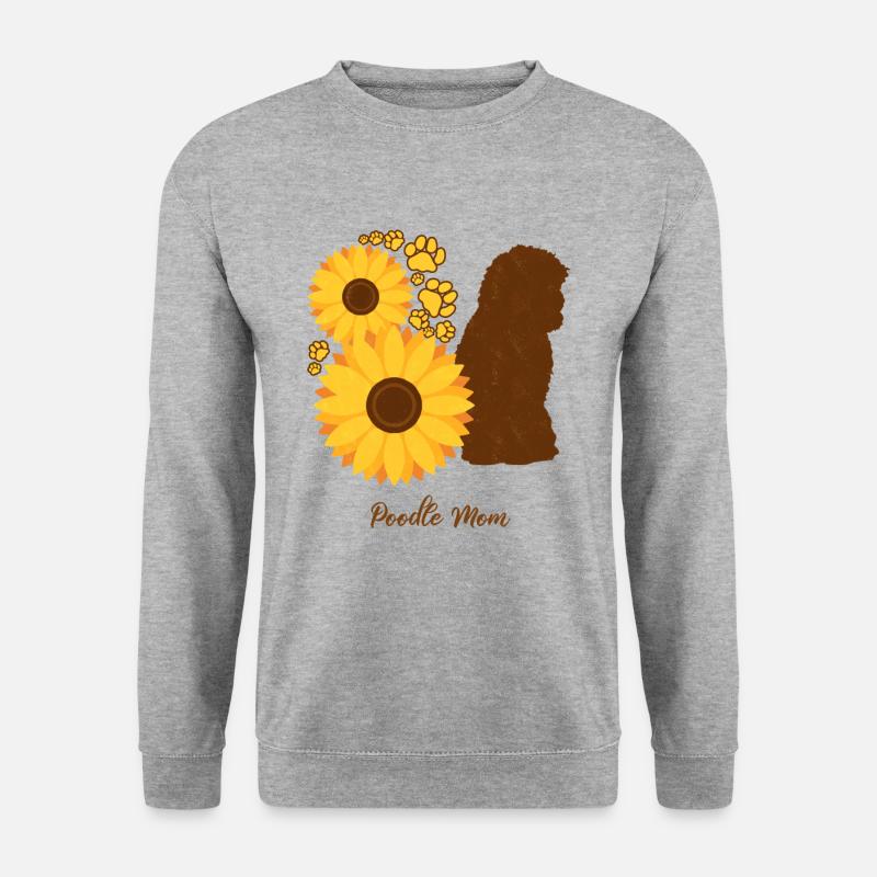 Sonnenblumenmutter - Pudel - Unisex Pullover - Weißgrau meliert