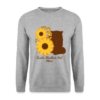 Sunflower Mom - Exotic Shorthair Cat - Unisex Sweatshirt - salt & pepper - Front - Alina (178cm) & Michal (187cm)