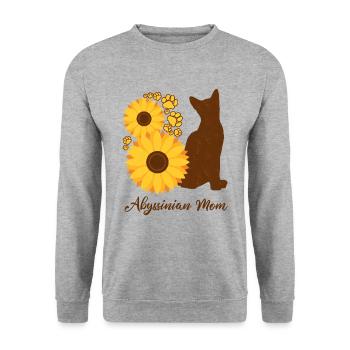 Mère Tournesol - Chat Abyssin - Sweat-shirt Unisexe - gris chiné - Devant - Alina (178cm) & Michal (187cm)