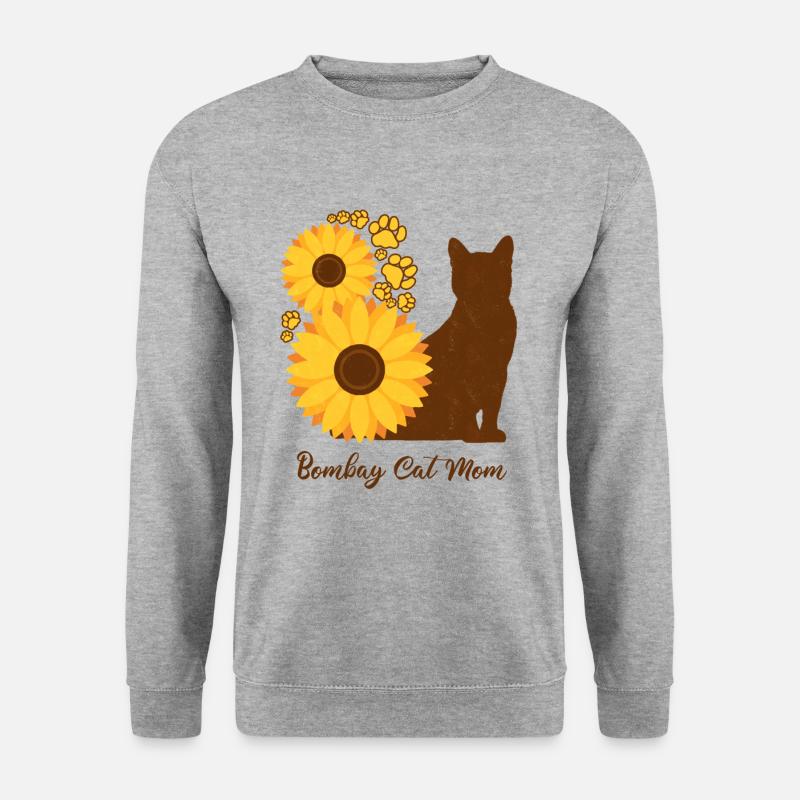 Sonnenblumen-Mutter - Bombay-Katze - Unisex Pullover - Weißgrau meliert