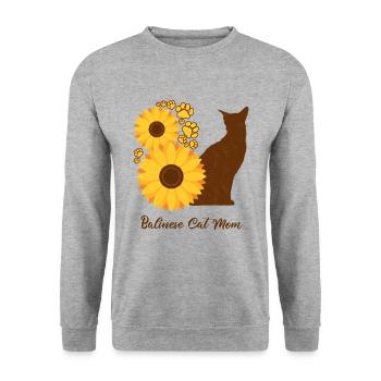 Mère Tournesol - Chat balinais - Sweat-shirt Unisexe - gris chiné - Devant - Alina (178cm) & Michal (187cm)