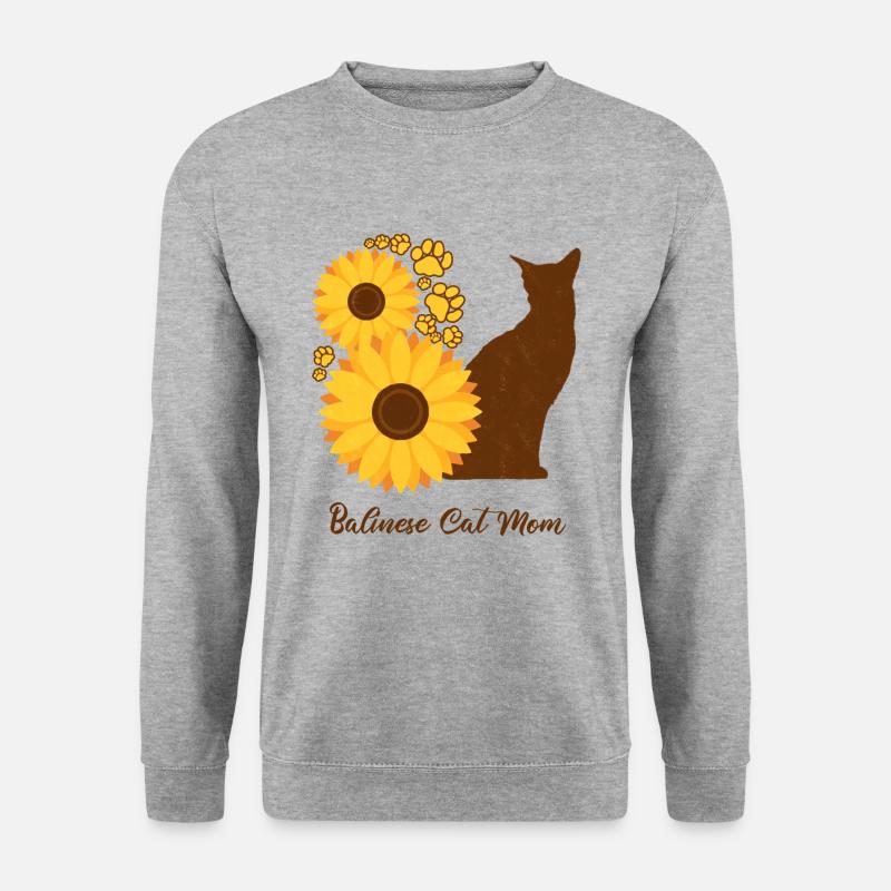 Sonnenblumenmutter - Balinesische Katze - Unisex Pullover - Weißgrau meliert