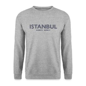 Coordonnées de la ville de Turquie - Istanbul - Sweat-shirt Unisexe - gris chiné - Devant - Alina (178cm) & Michal (187cm)