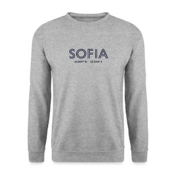 Bulgaria City coordinates - Sofia - Unisex Sweatshirt - salt & pepper - Front - Alina (178cm) & Michal (187cm)