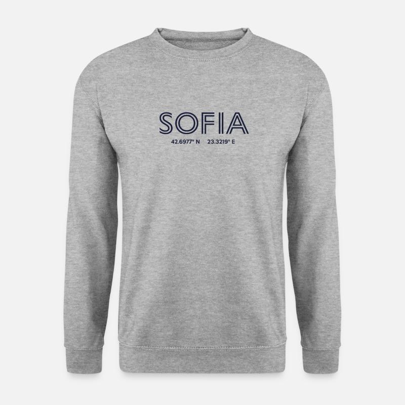 Bulgaria Stadt Koordinaten - Sofia - Unisex Pullover - Weißgrau meliert