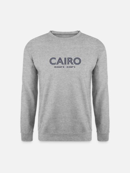 Coordonnées de la ville d’Égypte - Le Caire - Sweat-shirt Unisexe - gris chiné