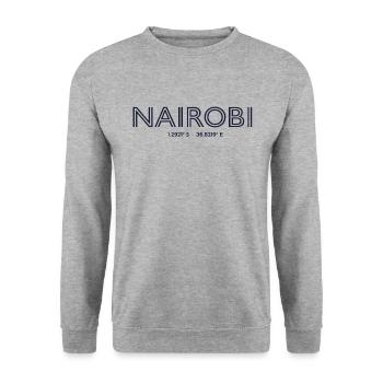 Kenya City Coordinates - Nairobi - Unisex Sweatshirt - salt & pepper - Front - Alina (178cm) & Michal (187cm)