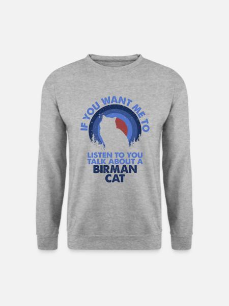 Hören Sie Talk About Birma Cat - Unisex Pullover - Weißgrau meliert