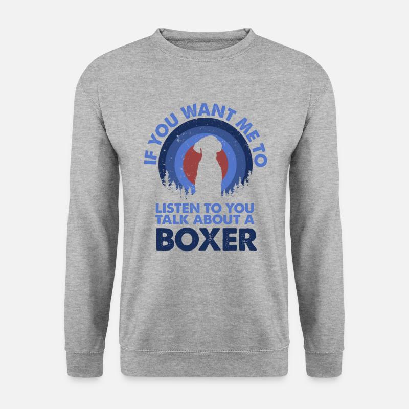 Sprechen Sie Über Hundeboxer - Unisex Pullover - Weißgrau meliert