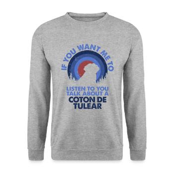Parler du chien Coton de Tuléar - Sweat-shirt Unisexe - gris chiné - Devant - Alina (178cm) & Michal (187cm)