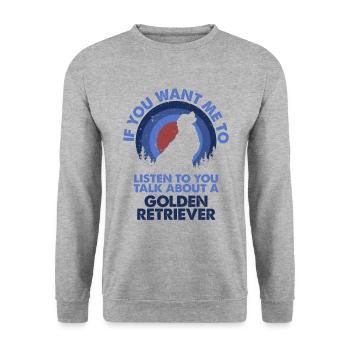 Parlez de chien Golden Retriever - Sweat-shirt Unisexe - gris chiné - Devant - Alina (178cm) & Michal (187cm)