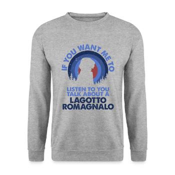 Sprechen Sie Über Den Hund Lagotto Romagnolo - Unisex Pullover - Weißgrau meliert - Vorne - Alina (178cm) & Michal (187cm)