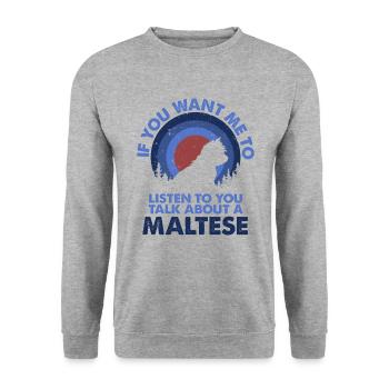 Parler du chien maltais - Sweat-shirt Unisexe - gris chiné - Devant - Alina (178cm) & Michal (187cm)
