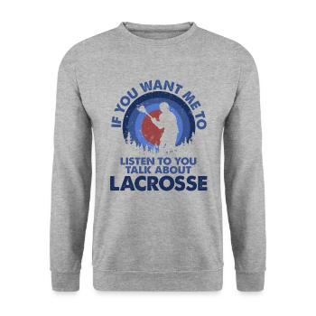 Ich Möchte, Dass Ich Talk Lacrosse Höre - Unisex Pullover - Weißgrau meliert - Vorne - Alina (178cm) & Michal (187cm)