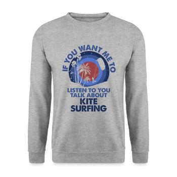 Voulez-vous que j’écoute Talk Kite Surfing? - Sweat-shirt Unisexe - gris chiné - Devant - Alina (178cm) & Michal (187cm)