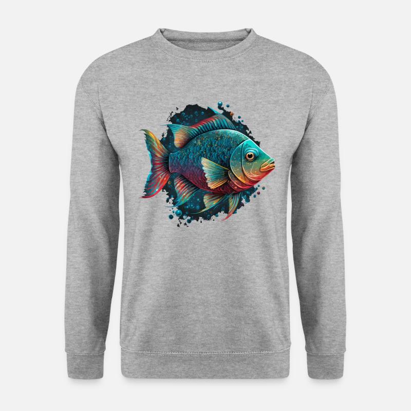 Regenbogenfisch - Unisex Pullover - Weißgrau meliert