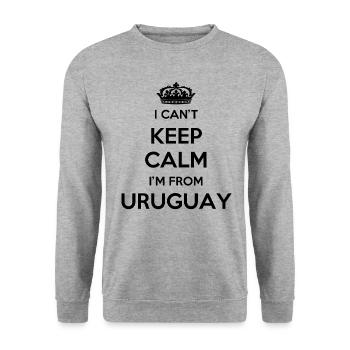 Ich Kann Nicht Ruhig Bleiben, Ich Bin Von Uruguay - Unisex Pullover - Weißgrau meliert - Vorne - Alina (178cm) & Michal (187cm)