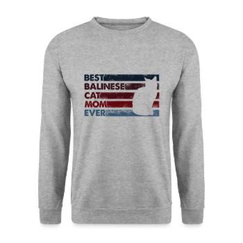 Beste Mutter Aller Zeiten - Balinesische Katze - Unisex Pullover - Weißgrau meliert - Vorne - Alina (178cm) & Michal (187cm)