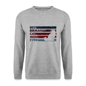 Beste Mutter Aller Zeiten - Birman Katze - Unisex Pullover - Weißgrau meliert - Vorne - Alina (178cm) & Michal (187cm)