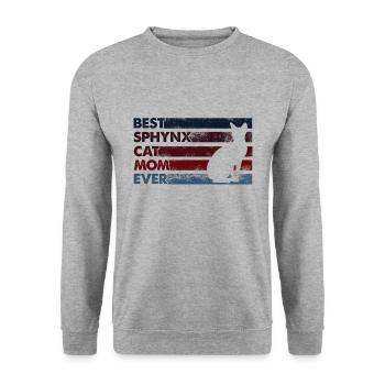 Beste Mutter Aller Zeiten - Sphynx Katze - Unisex Pullover - Weißgrau meliert - Vorne - Alina (178cm) & Michal (187cm)